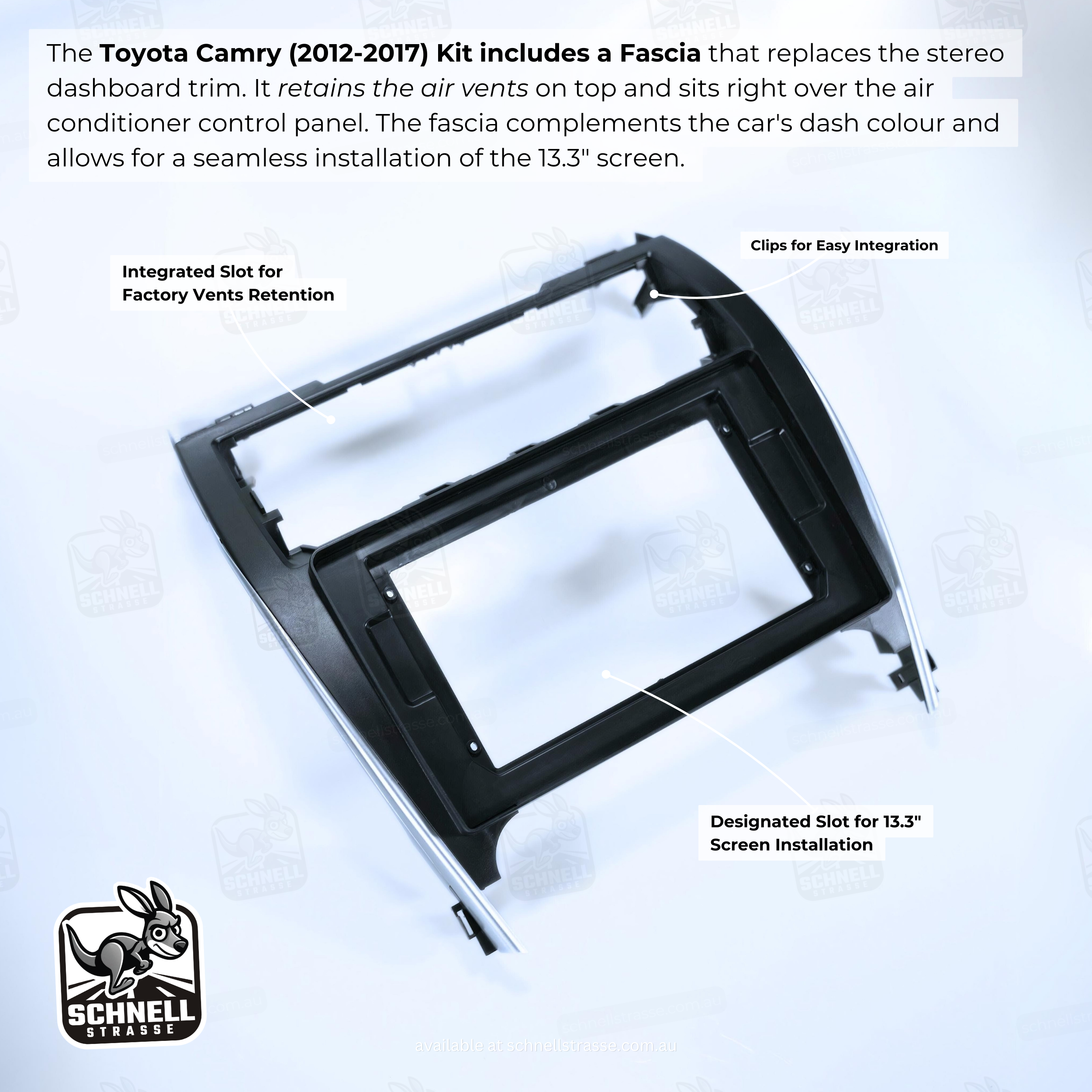 Toyota Camry 13.3'' Head Unit Upgrade Kit (2012-2017) - Plug & Play with Apple CarPlay, Android Auto, and Touchscreen Display