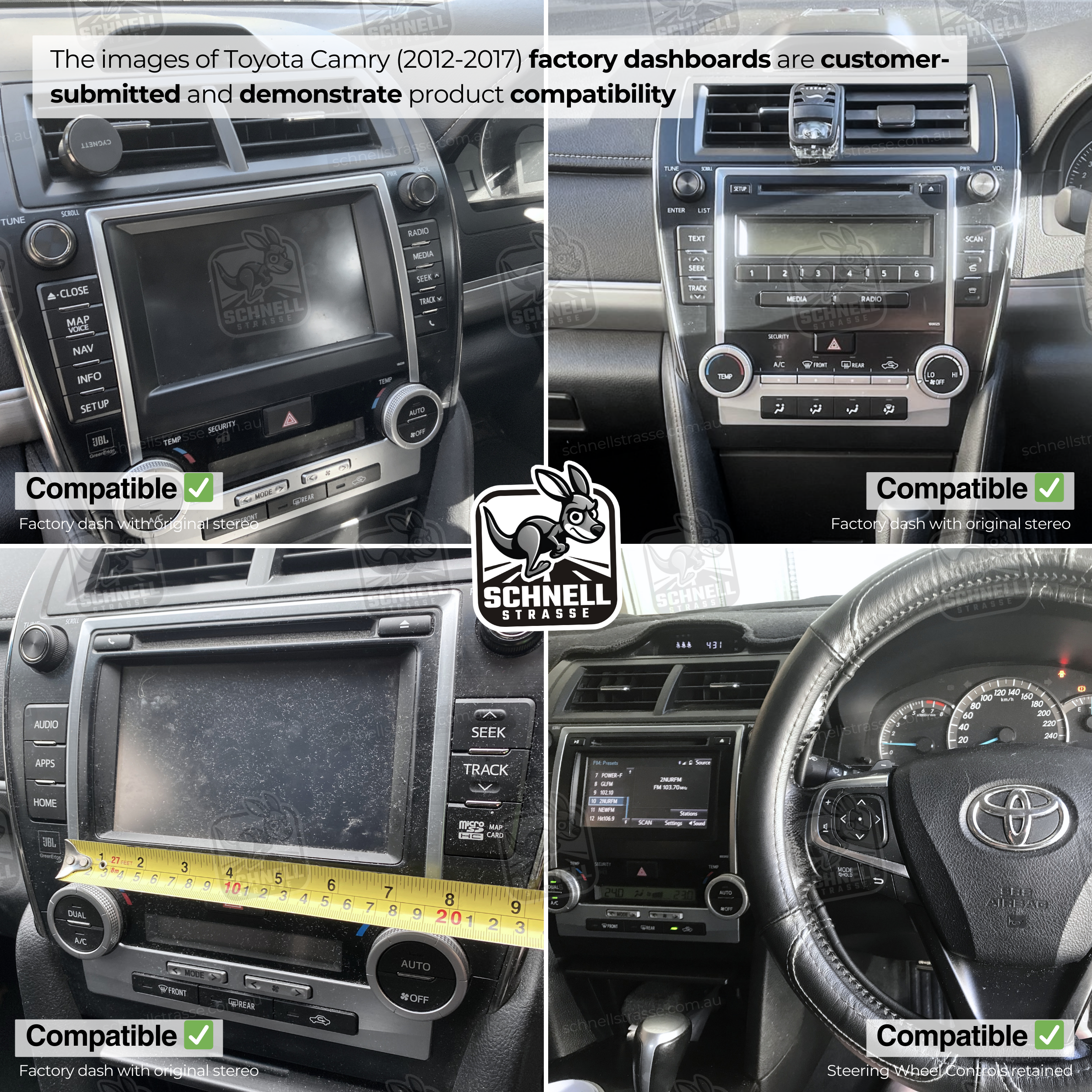 Toyota Camry 13.3'' Head Unit Upgrade Kit (2012-2017) - Plug & Play with Apple CarPlay, Android Auto, and Touchscreen Display