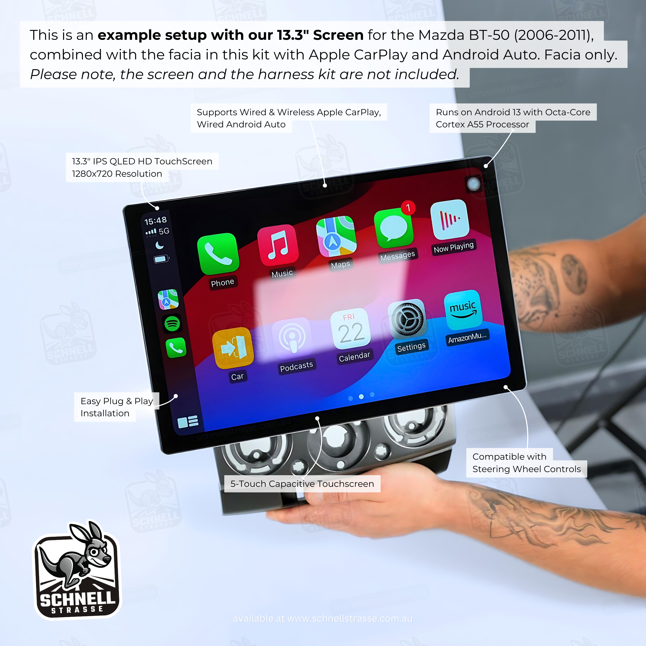 Mazda BT-50 (2006-2011) Fascia Kit - Premium Matte Finish, Dark Silver, 9'' & 13.3'' Screen Compatible, Retains Climate Control Dials