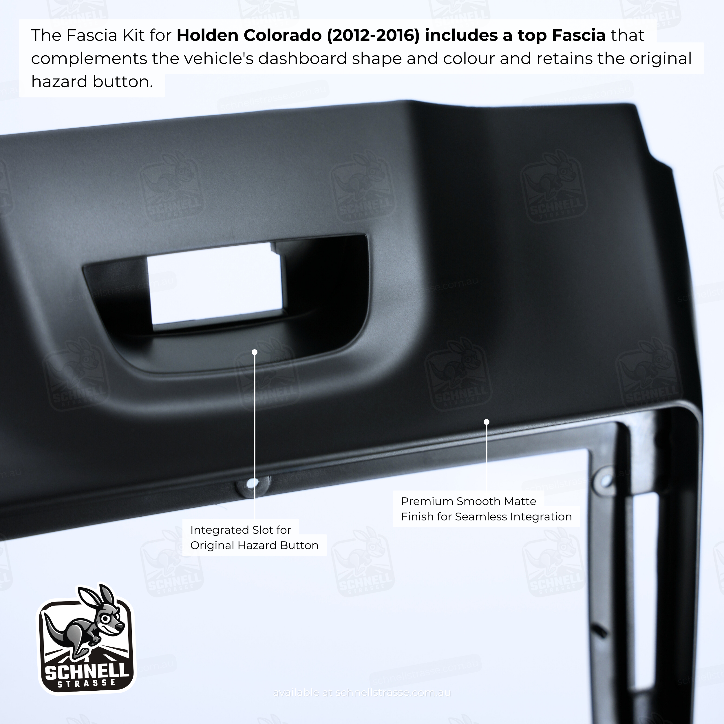 Holden Colorado (2012-2016) Fascia Kit - Premium Matte Finish, Black or Dark Grey, Retains Factory Controls, 9'' & 13.3'' Screen Compatible