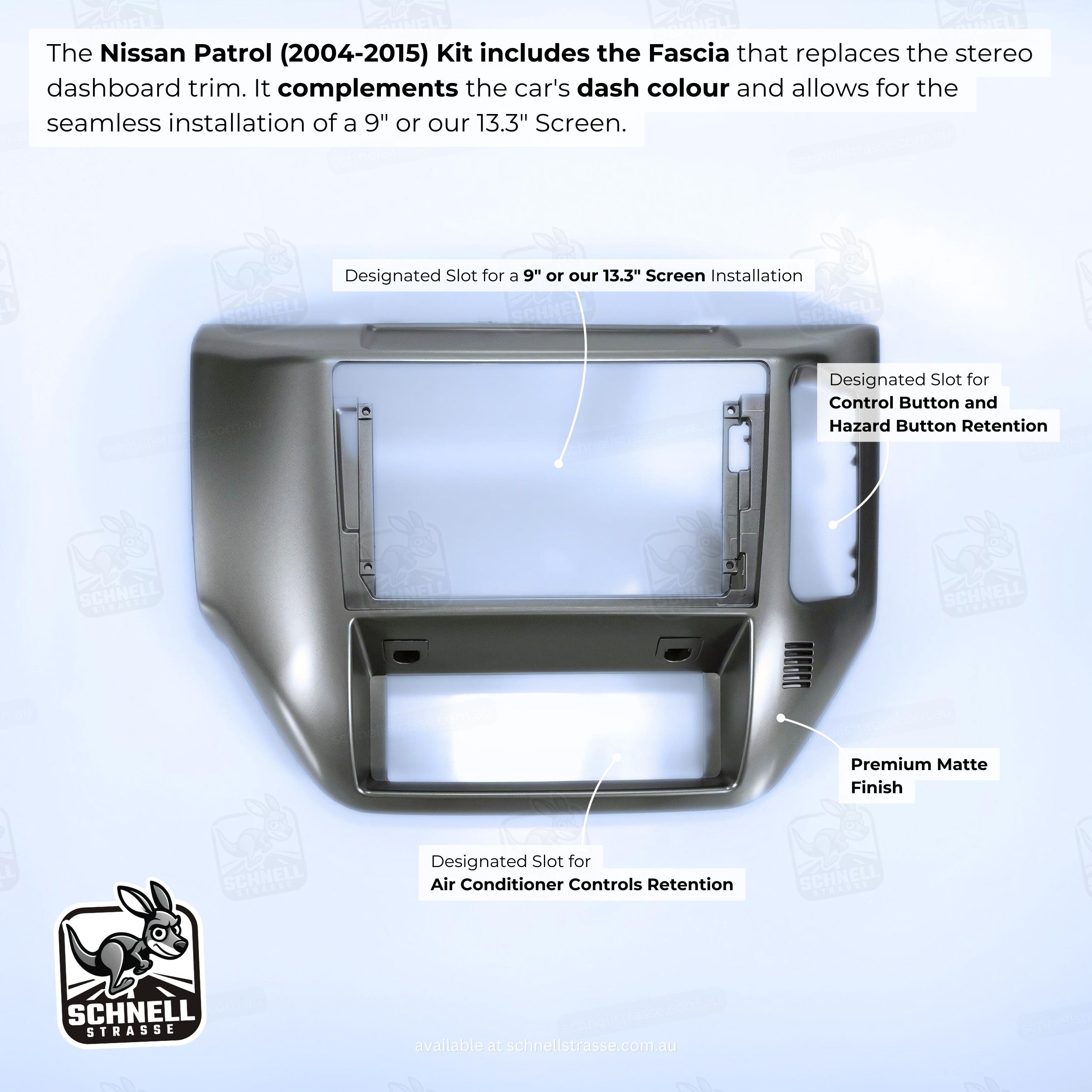 Nissan Patrol (2004-2015) Fascia Kit - Premium Matte Finish, 9'' & 13.3'' Screen Compatible, Easy Installation