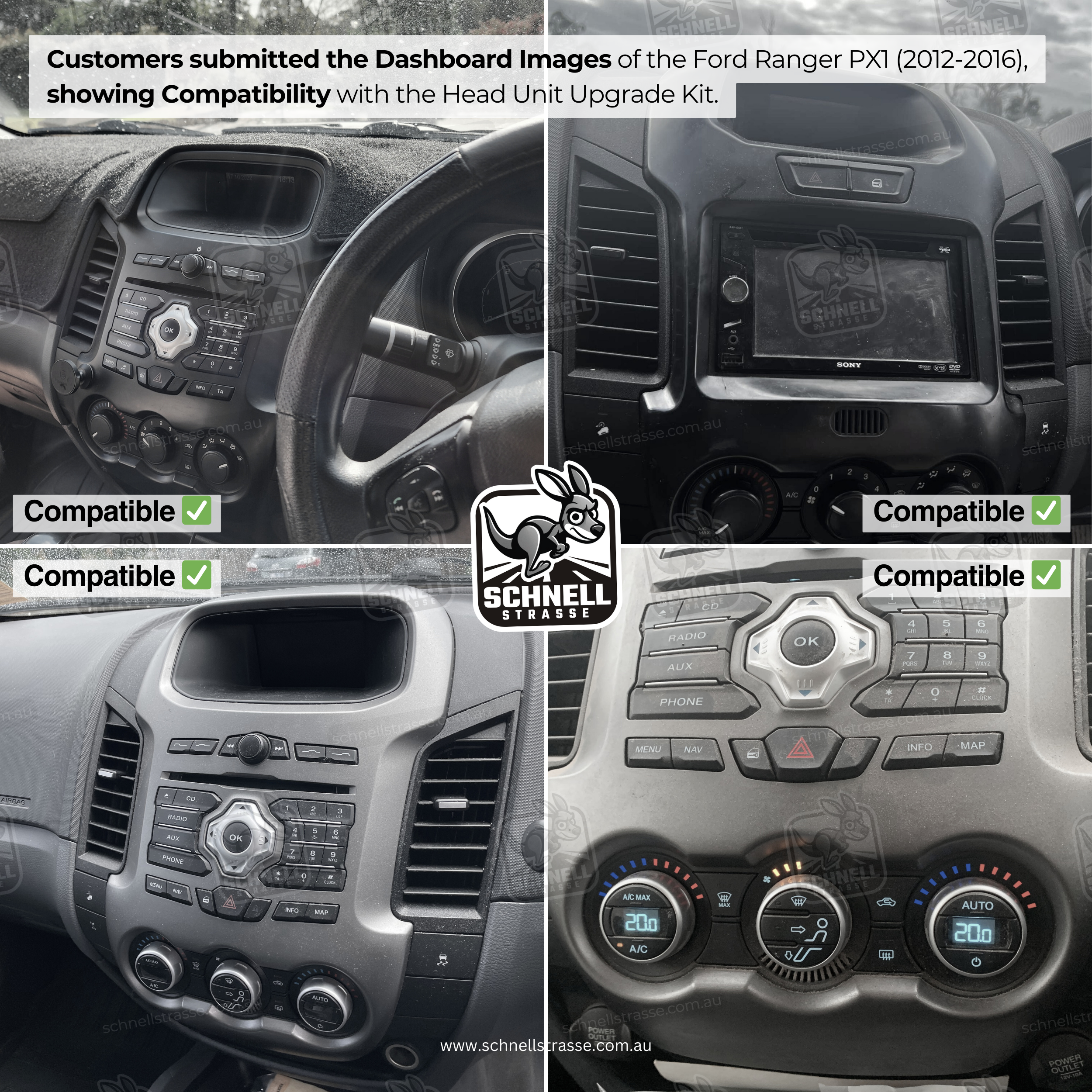 Ford Ranger PX1 13.3'' Head Unit Upgrade Kit (2012-2016) - Plug & Play with Apple CarPlay, Android Auto, and Touchscreen Display