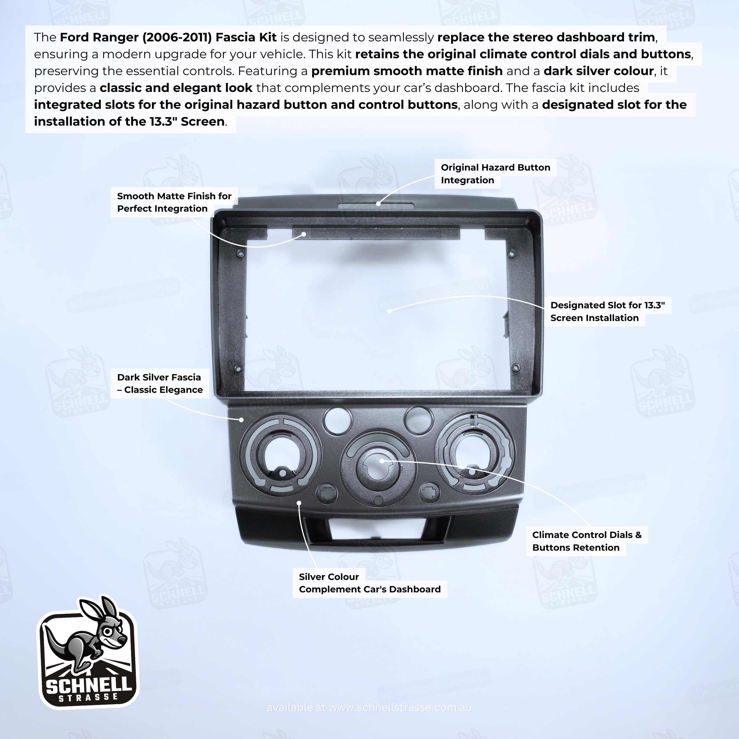 Ford Ranger 13.3'' Head Unit Upgrade Kit (2006-2011) - Plug & Play with Apple CarPlay, Android Auto, and Touchscreen Display