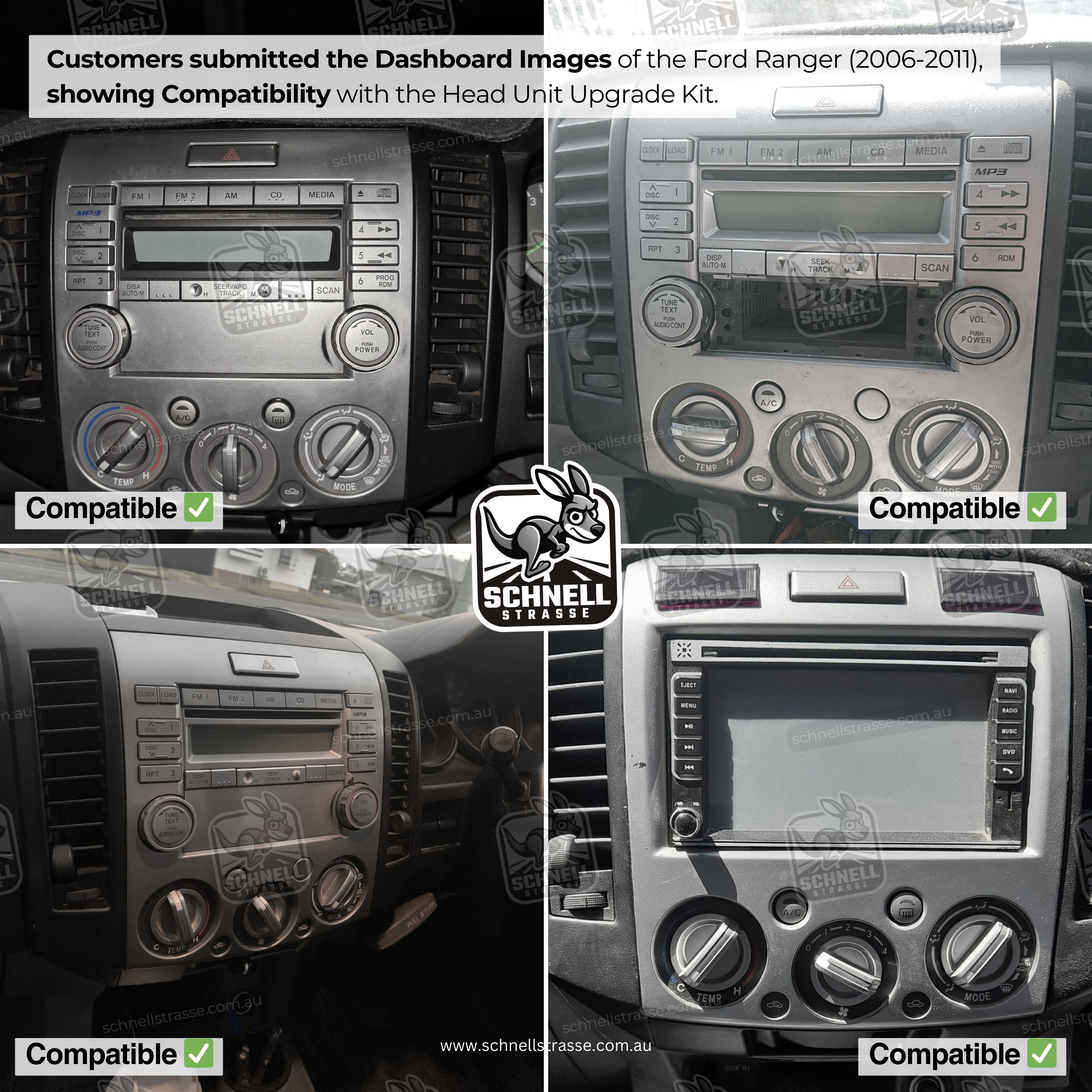 Ford Ranger 13.3'' Head Unit Upgrade Kit (2006-2011) - Plug & Play with Apple CarPlay, Android Auto, and Touchscreen Display