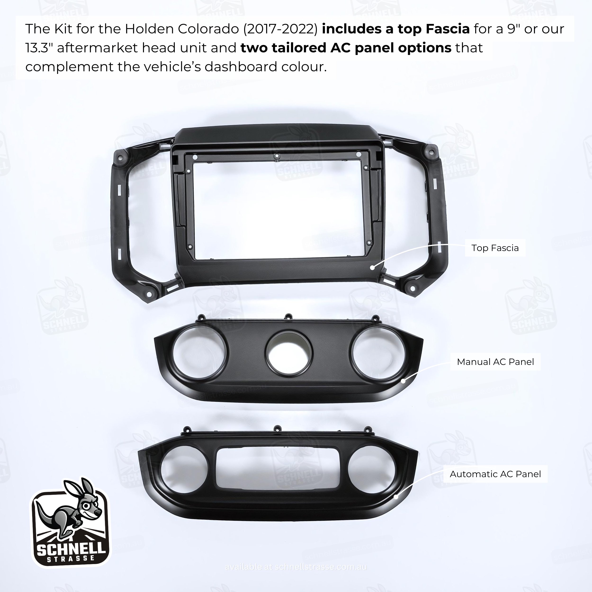 Holden Colorado (2017-2022) Fascia Kit - Premium Matte Finish, Retains Factory Controls, 9'' & 13.3'' Screen Compatible