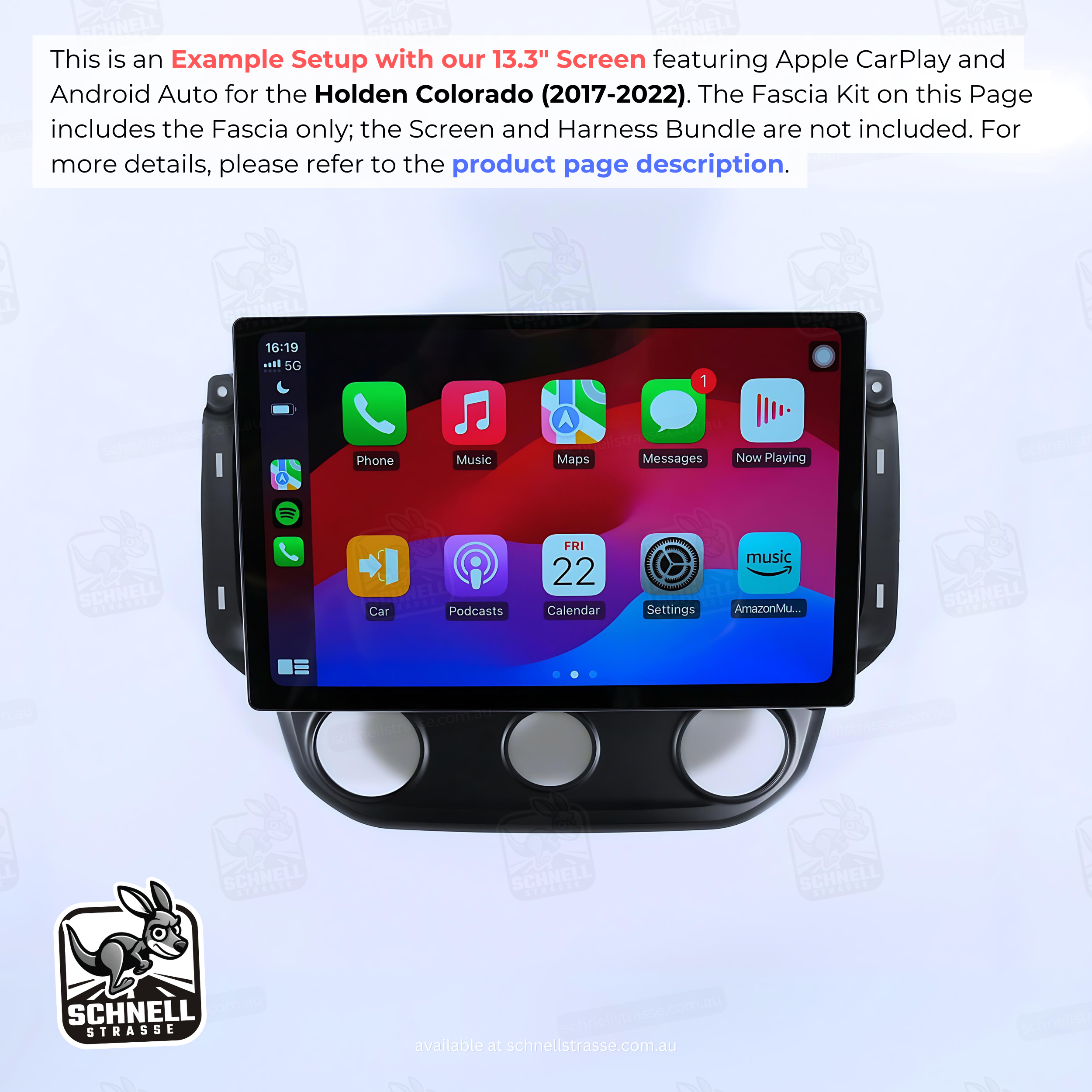 Holden Colorado (2017-2022) Fascia Kit - Premium Matte Finish, Retains Factory Controls, 9'' & 13.3'' Screen Compatible