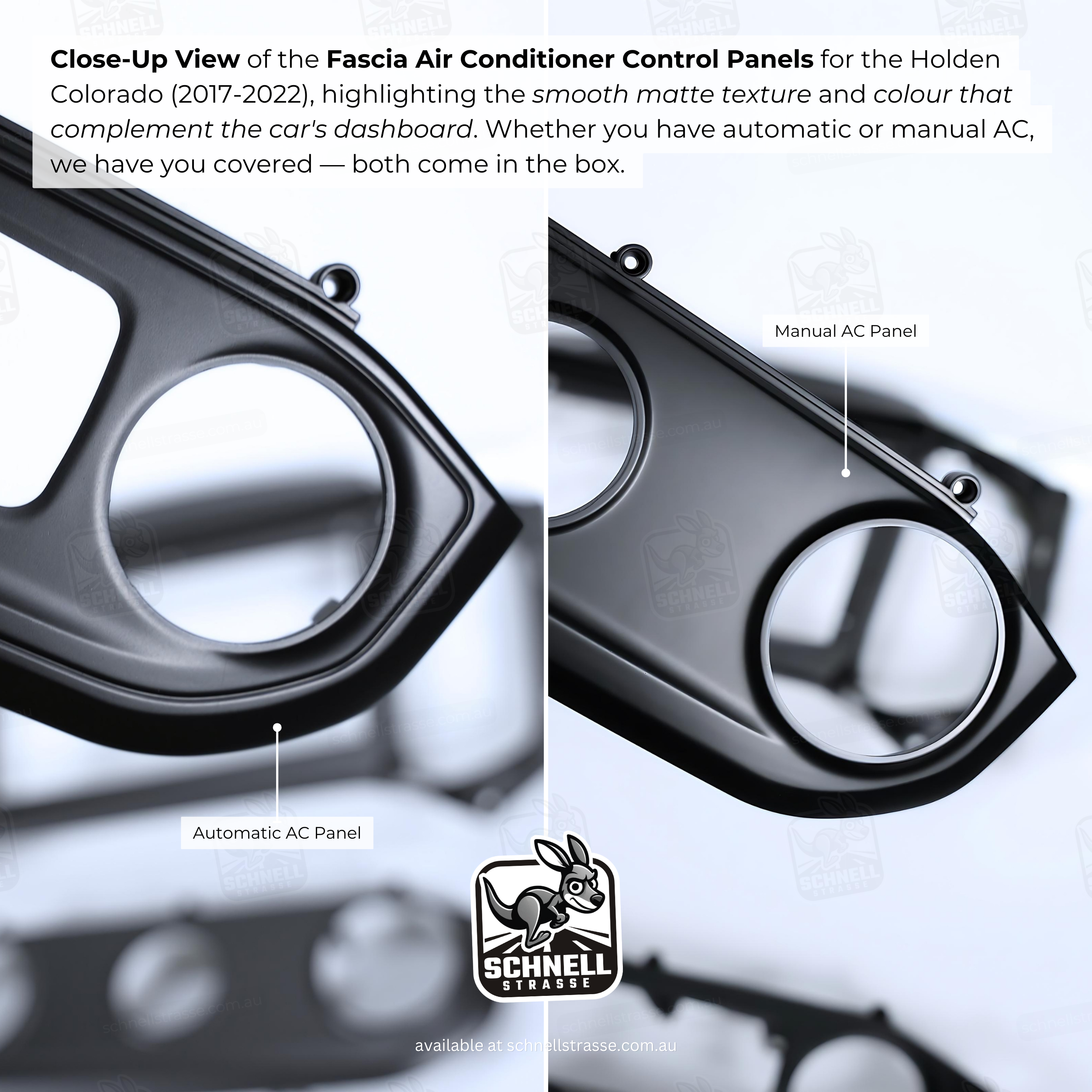 Holden Colorado (2017-2022) Fascia Kit - Premium Matte Finish, Retains Factory Controls, 9'' & 13.3'' Screen Compatible