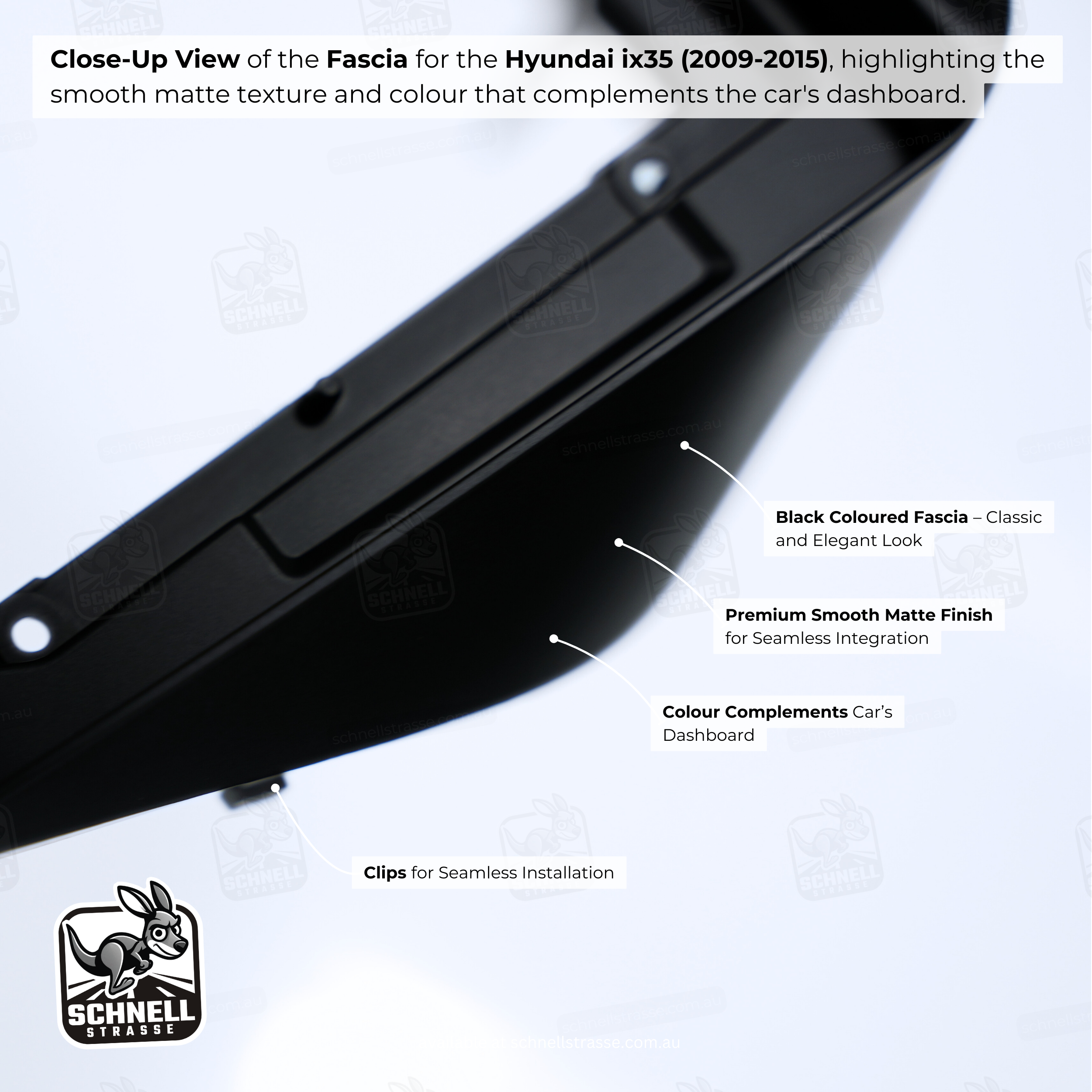 Hyundai ix35 (2009-2015) Fascia Kit - Premium Matte Finish, 9'' & 13.3'' Screen Compatible, Pre-Drilled Holes for Easy Installation