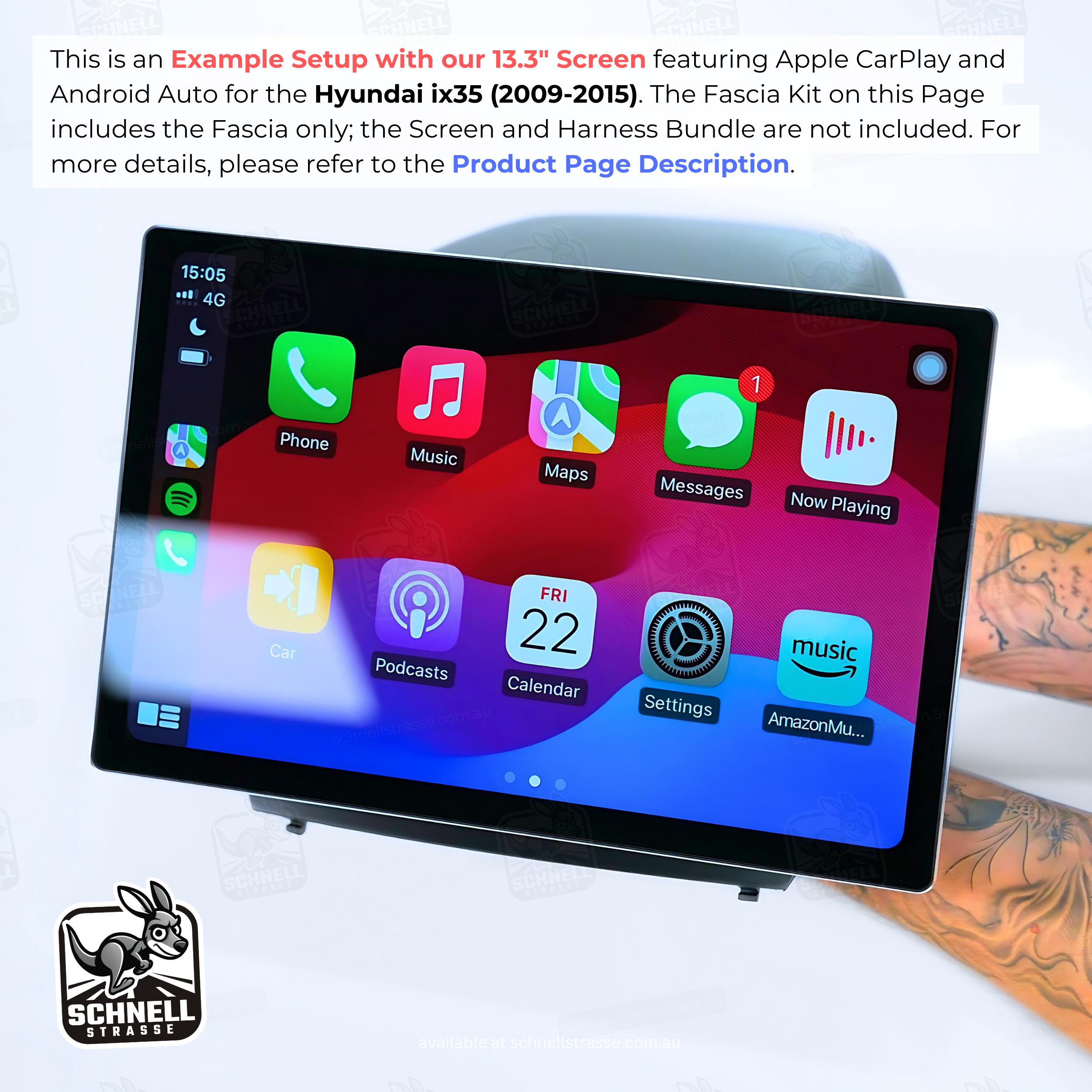 Hyundai ix35 (2009-2015) Fascia Kit - Premium Matte Finish, 9'' & 13.3'' Screen Compatible, Pre-Drilled Holes for Easy Installation