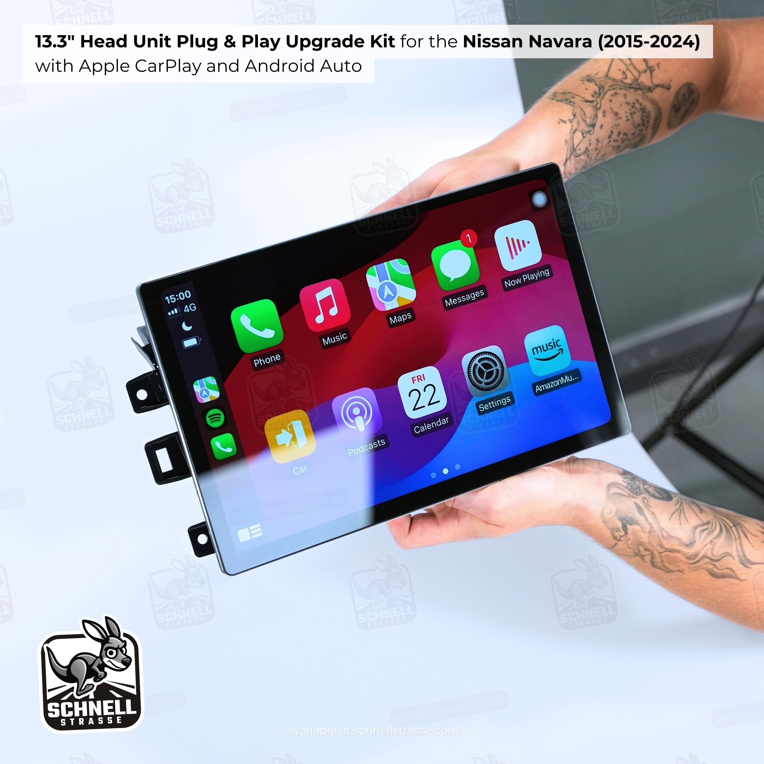 Nissan Navara 13.3'' Head Unit Upgrade Kit (2015-2024) - Plug & Play with Apple CarPlay, Android Auto, and Touchscreen Display