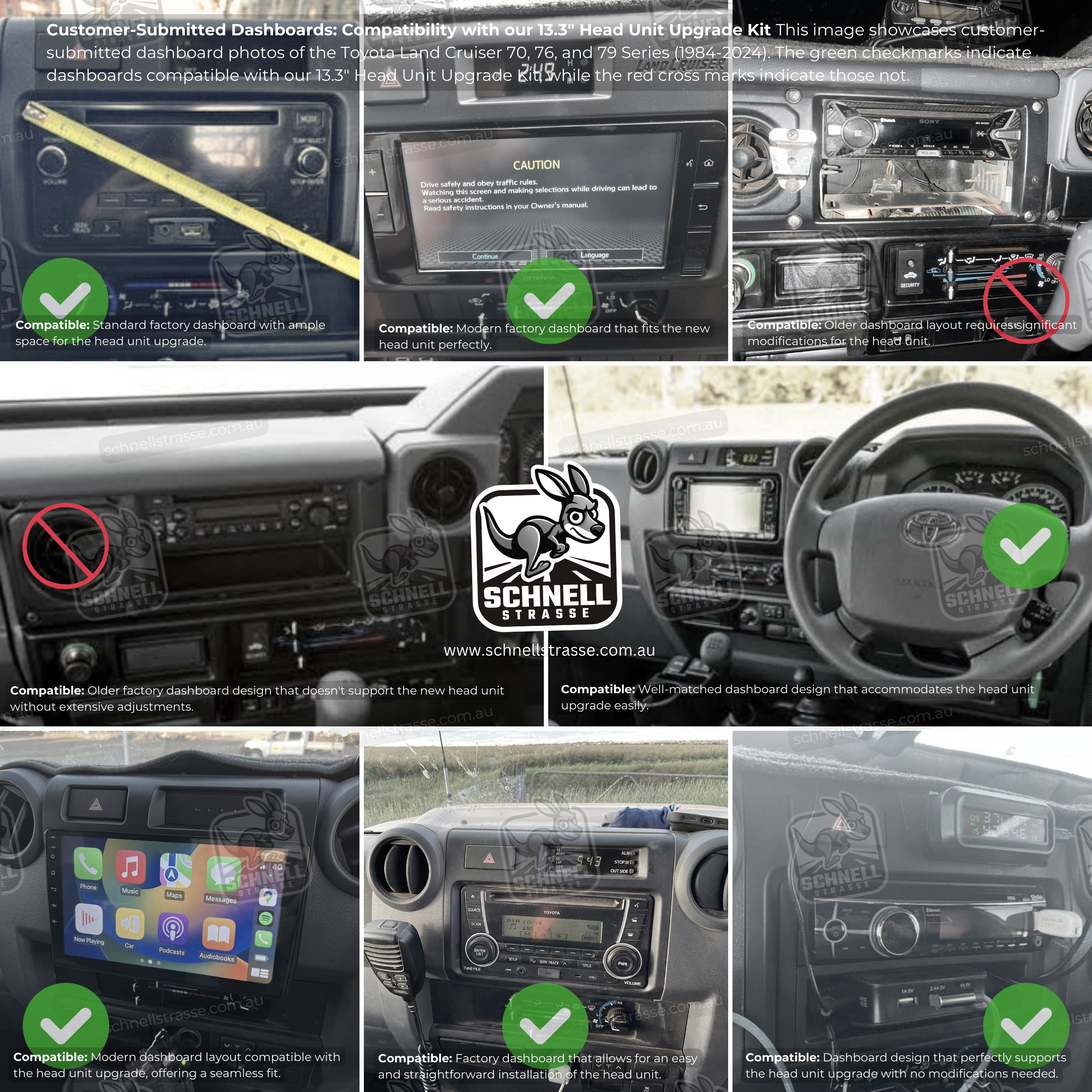 Toyota Land Cruiser 70, 76, and 79 Series 13.3'' Head Unit Upgrade Kit (1984-2024) - Plug & Play with Apple CarPlay, Android Auto