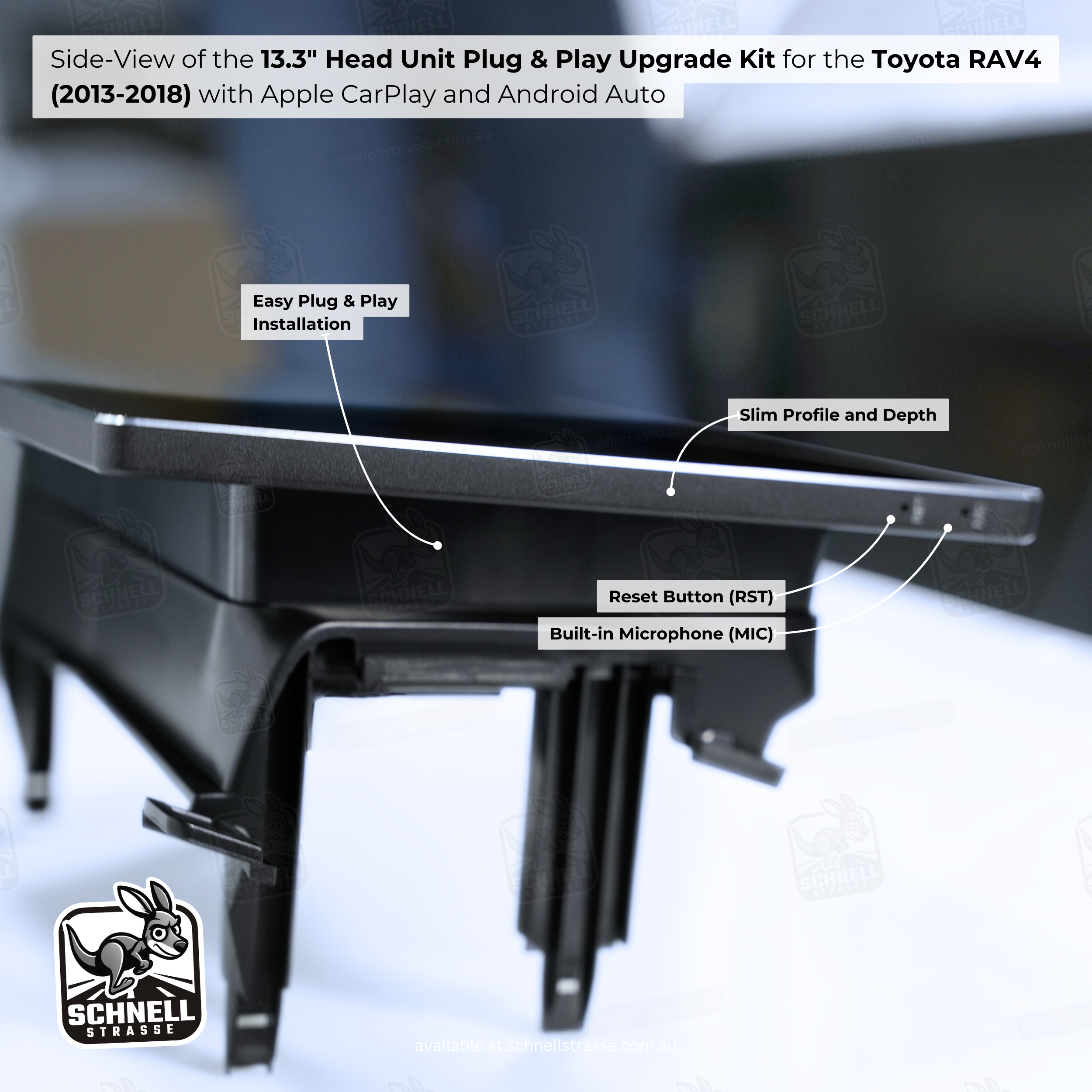 Toyota RAV4 (2013-2018) 13.3'' Head Unit Upgrade Kit - Plug & Play with Apple CarPlay, Android Auto, and Touchscreen Display