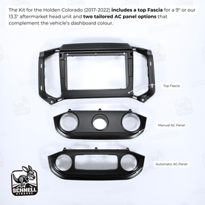 Holden Colorado (2017-2022) Fascia Kit - Premium Matte Finish, Retains Factory Controls, 9'' & 13.3'' Screen Compatible